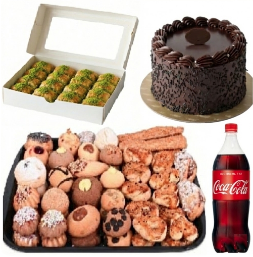 4-6 Kişilik Çikolatalı Yaş Pasta + Kuru Pasta + Fıstıklı Baklava Menü Samsun pasta