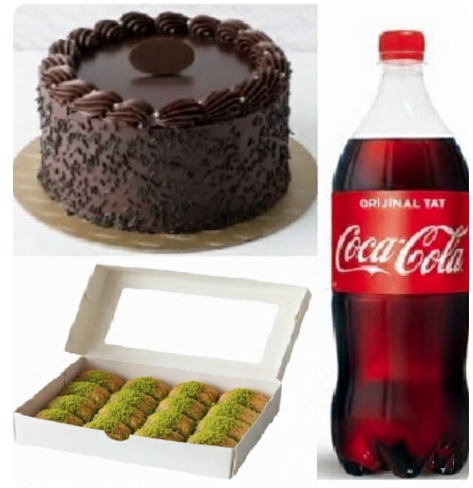 9-10 Kişilik Çikolatalı Yaş Pasta ve 1 kg Fıstıklı Baklava Menüsü Samsun pasta