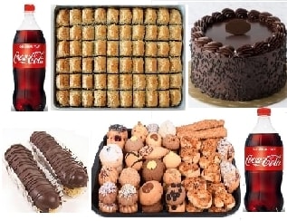 Aile Boyu Tatlı Paketi Cevizli Baklava Yaş Pasta Ekler ve İçecek Samsun pasta