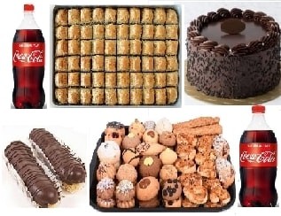 Aile Boyu Tatlı Paketi Cevizli Baklava Yaş Pasta Ekler ve İçecek Samsun pasta