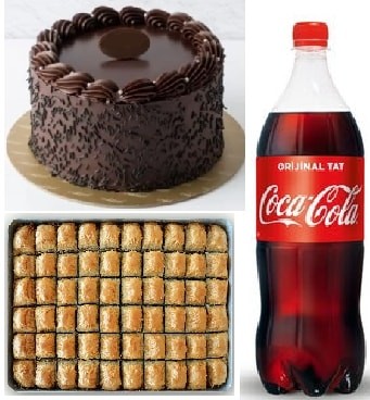 Çikolatalı Yaş Pasta ve 1 kg Cevizli Baklava Yanında 1 L Cola Samsun pasta