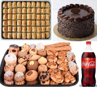 Evde Kutlama Paketi: Klasik Pasta 1 Kg Baklava Kuru Pasta ve Kola Samsun pasta